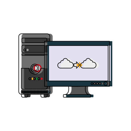 computer icon over white background vector illustrationのイラスト素材