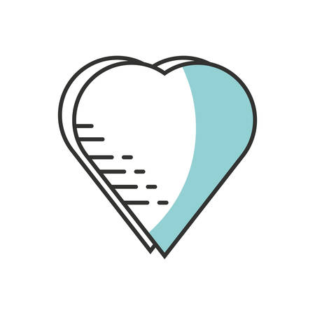 flat line monochromatic heart  graphic over white  background  vector illustrationのイラスト素材
