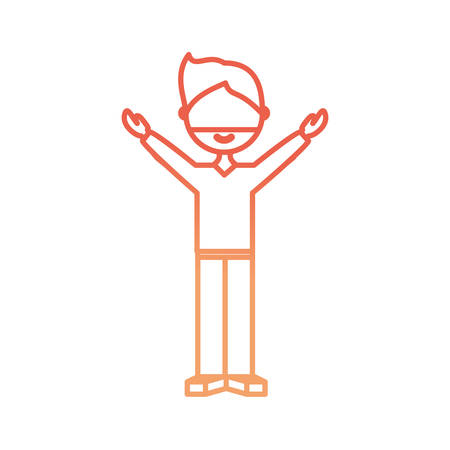 flat line  colored man  with beard over white background  vector illustrationのイラスト素材