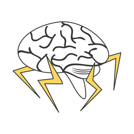 flat line colored  pictogram  brain  over white background  vectr illustrationのイラスト素材