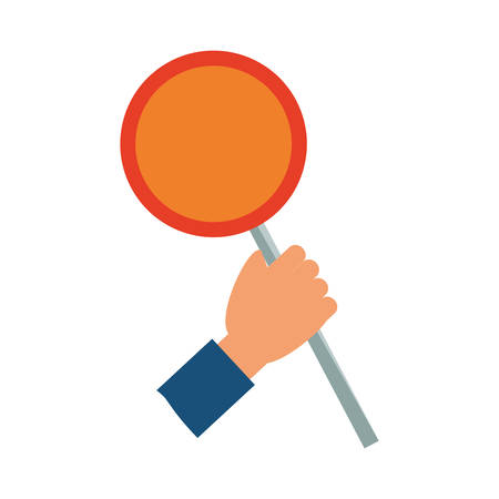 hand with road sign icon over white background vector illustrationのイラスト素材