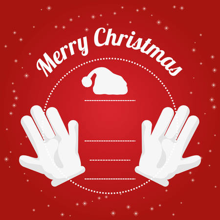 merry christmas card with christmas gloves icon colorful design vector illustrationのイラスト素材