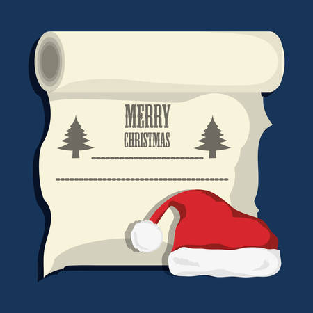 merry christmas card with christmas hat icon colorful design vector illustrationのイラスト素材