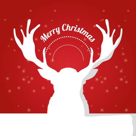 merry christmas card with deer icon colorful design vector illustrationのイラスト素材
