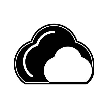 flat line monochromatic  cloud  over white background  vector illustrationのイラスト素材