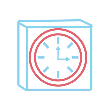 Flat line colored clock over white background  vector illustrationのイラスト素材