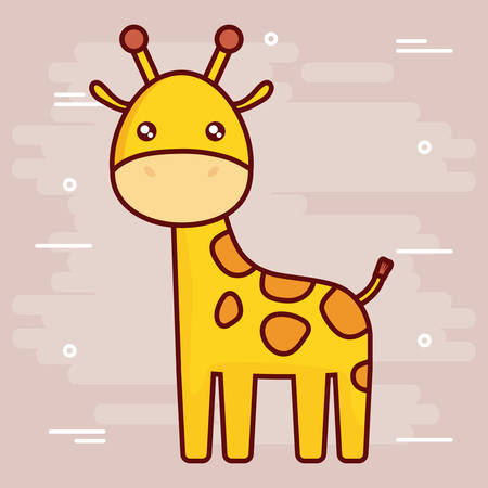 cute giraffe icon over brown background colorful design vector illustrationのイラスト素材