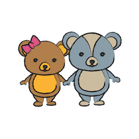 cute bears icon over white background vector illustrationのイラスト素材
