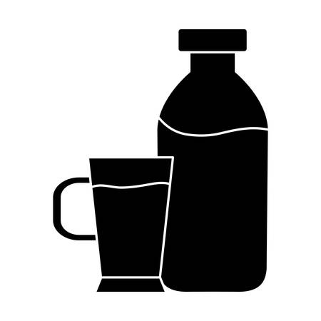 milk bottle and coffee cup icon over white background vector illustrationのイラスト素材