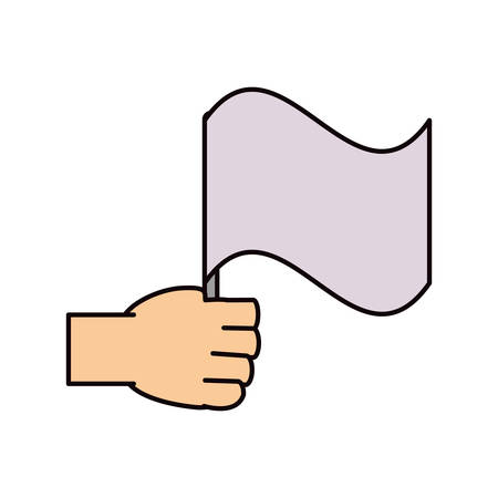 A hand holding a flag icon over white background vector illustrationのイラスト素材