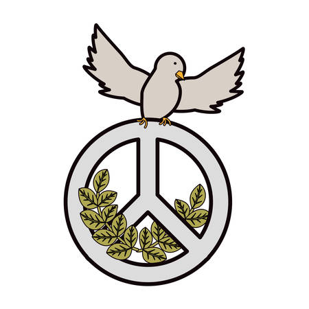 Emblem with peace symbol and bird icon.のイラスト素材