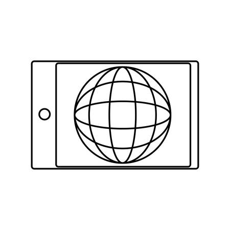 flat line uncolored  smartphone over white background  vector illustrationのイラスト素材