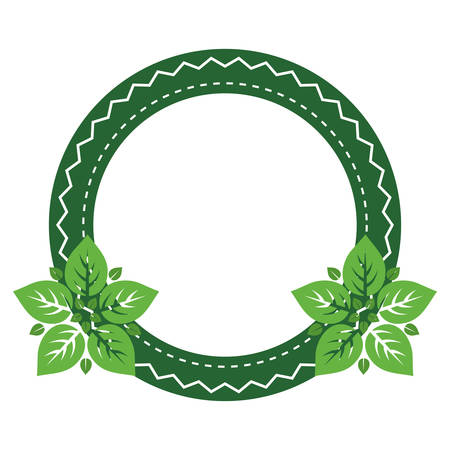 decorative circular frame with leaves icon over white background colorful design vector illustrationのイラスト素材
