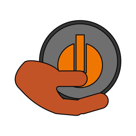 colorful  hand with button car  air conditioning over white background vector illustrationのイラスト素材