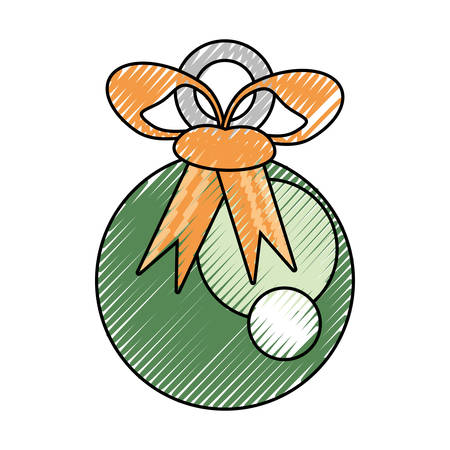 decorative christmas ball icon over white background colorful design vector illustrationのイラスト素材