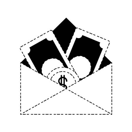 envelope with money bills icon over white background vector illustrationのイラスト素材