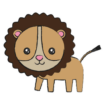 cute lion icon over white background vector illustrationのイラスト素材