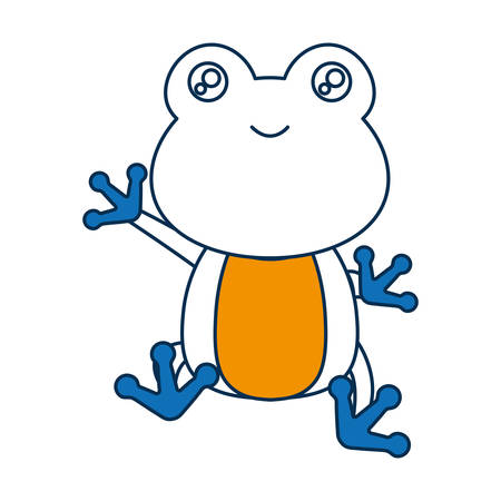 cute frog icon over white background colorful design vector illustrationのイラスト素材