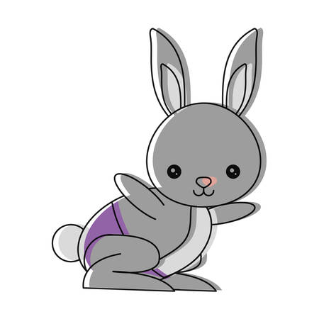 cute rabbit icon over white background vector illustrationのイラスト素材