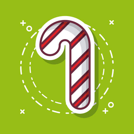 Christmas candy cane icon over green background colorful design vector illustrationのイラスト素材