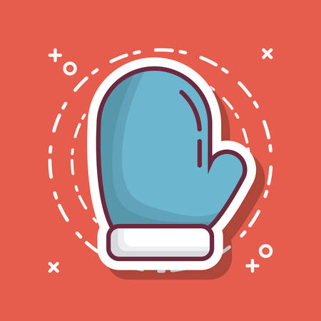 Christmas glove icon over red background colorful design vector illustrationのイラスト素材