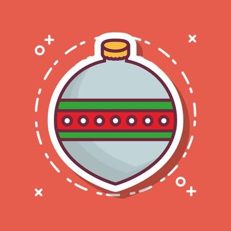 Christmas ball icon over red background colorful design vector illustrationのイラスト素材