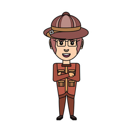 colorful  safari man over white background  vector illustrationのイラスト素材