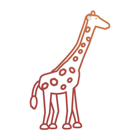 flat line colored giraffe over white background vector illustrationのイラスト素材