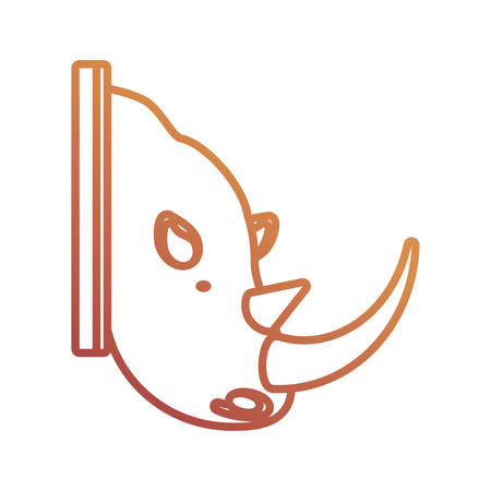 flat line animal trophy with rhino  over  white background  vector illustrationのイラスト素材