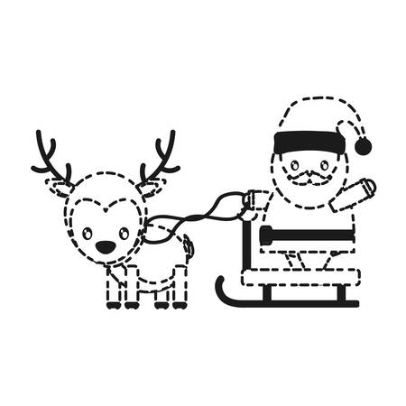 santa claus and rudolph deer icon over white background vector illustrationのイラスト素材