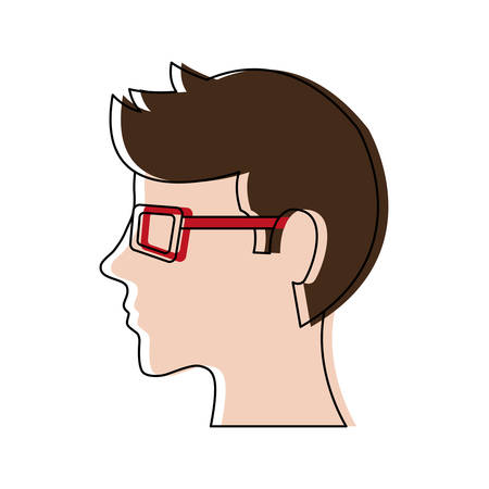 man profle with glasses icon over white background vector illustrationのイラスト素材
