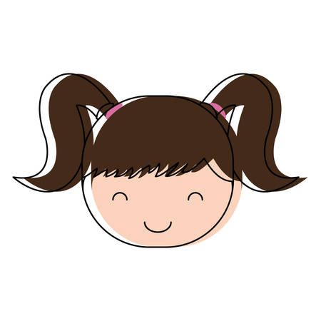 cartoon girl face icon over white background vector illustrationのイラスト素材