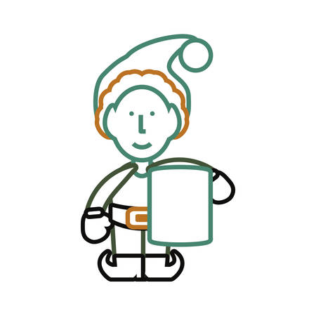 Flat line colored Christmas elfのイラスト素材