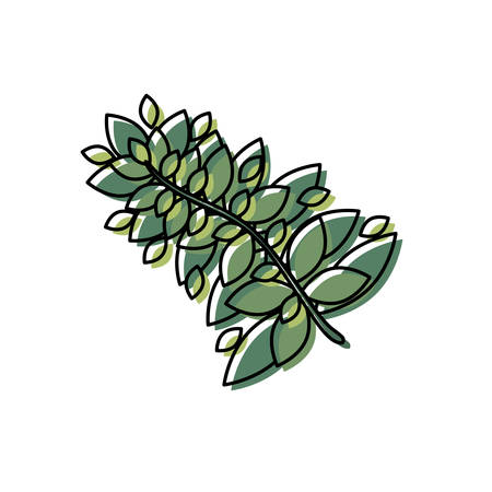 Stem with leaves icon over white background vector illustrationのイラスト素材