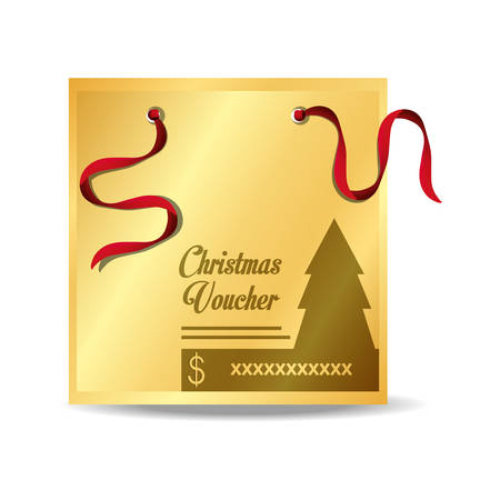 Christmas voucher with Christmas pine icon on white background, vector illustration.のイラスト素材