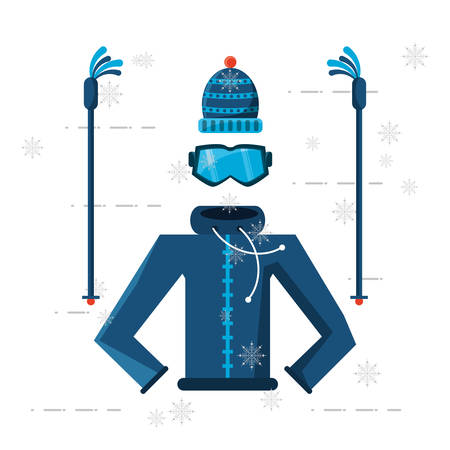 Winter sports equipment icon set on white background, vector illustration.のイラスト素材