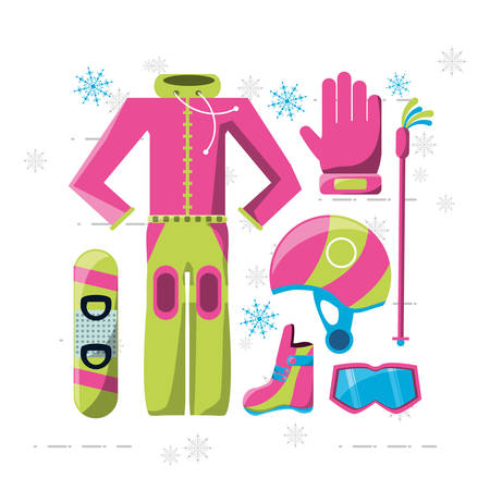 Winter sports equipment icon setのイラスト素材