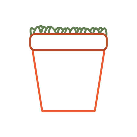 flat  line  colored flowerpot over white background  vector illustrationのイラスト素材