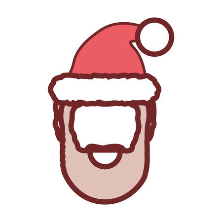 flat line colored  santa claus face over white background vector illustrationのイラスト素材