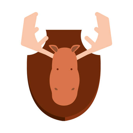 colorful animal trophy with reindeer over white background vector illustrationのイラスト素材