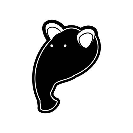 flat line  monochromatic  tapir face over  white background  vector illustrationのイラスト素材