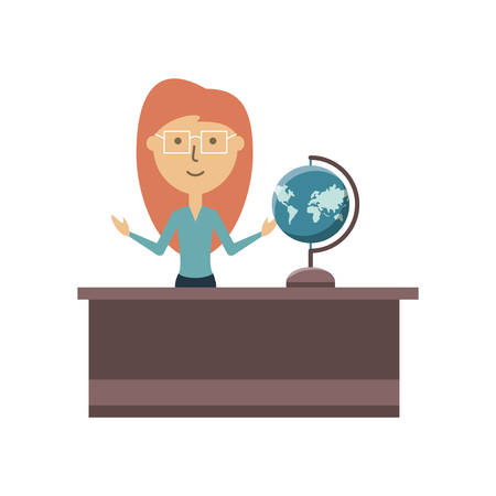 colorful teacher woman over white background  vector illustrationのイラスト素材