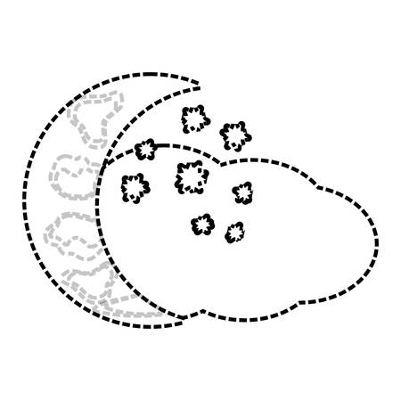 flat line uncolored cloudy  weather  over white background  vector illustrationのイラスト素材