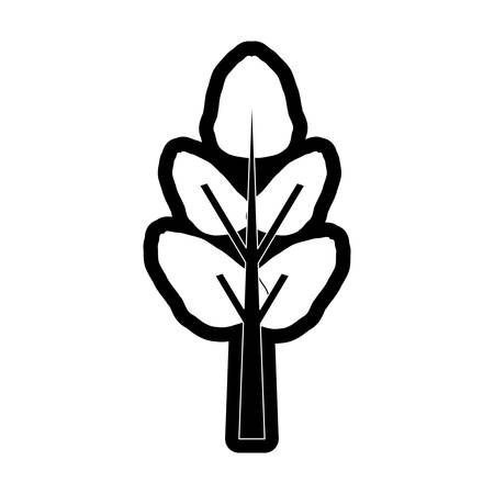 flat line monochromatic tree over white background  vector illustrationのイラスト素材