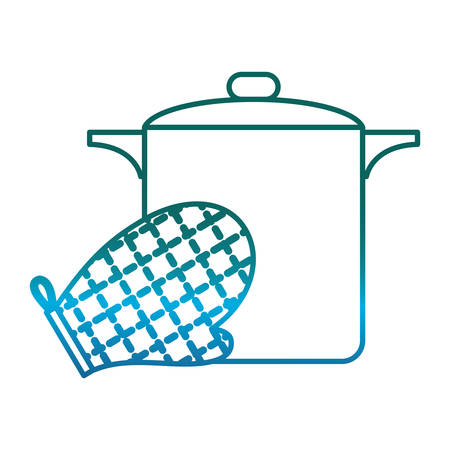 cooking pot and kitchen glove icon over white background vector illustrationのイラスト素材