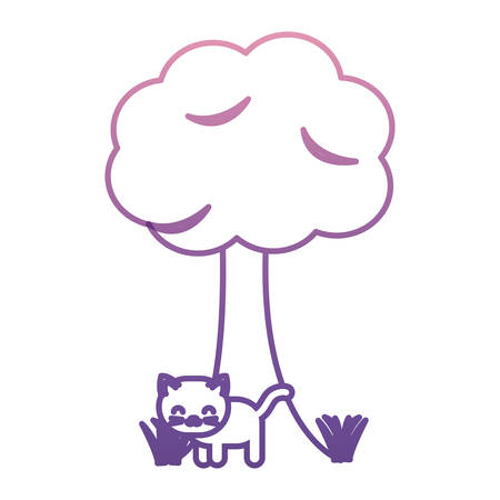 Cute cat and tree icon over white background vector illustrationのイラスト素材
