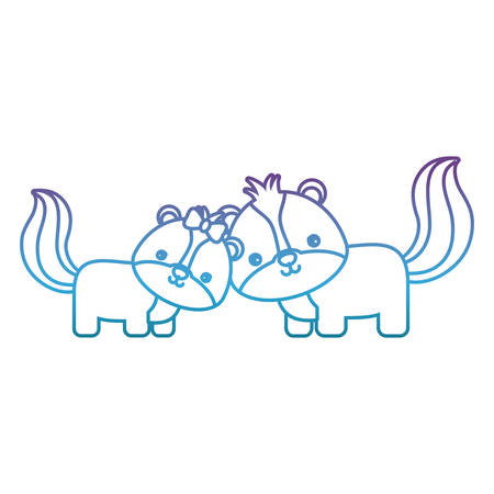 cute couple of skunks icon over white background vector illustrationのイラスト素材