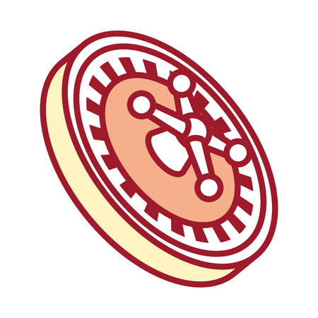 Flat line colored casino roulette over white background vector illustrationのイラスト素材