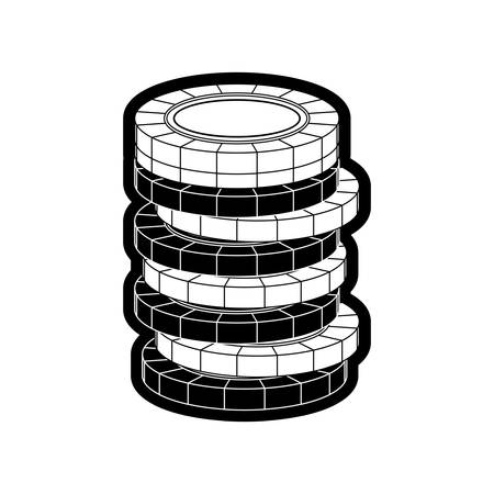 Flat line  monochromatic casino chips over white background vector illustrationのイラスト素材