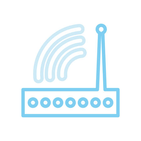 Flat line colored wifi sign over white background  vector illustrationのイラスト素材